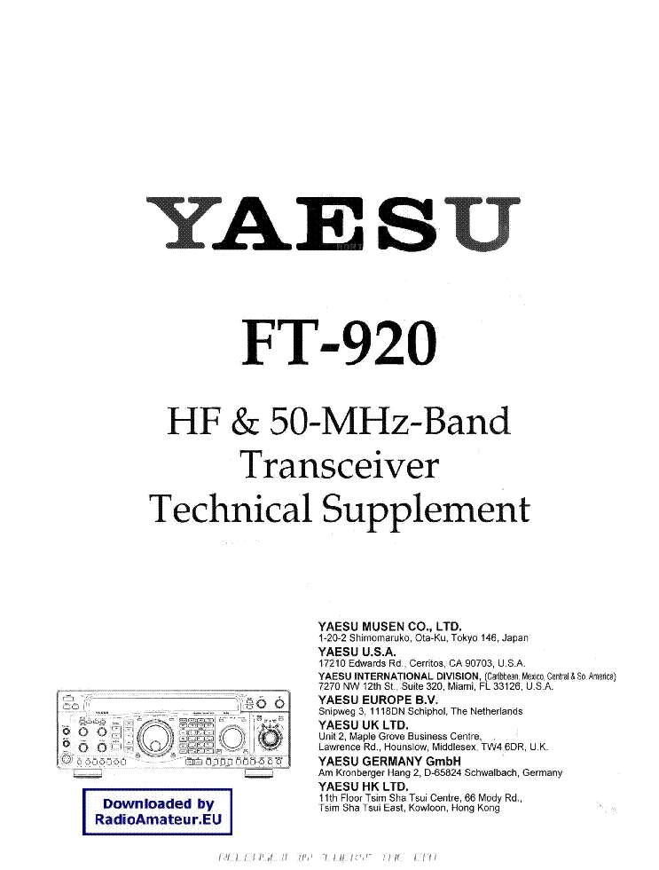 Yaesu Ft 920 Service Manual Download